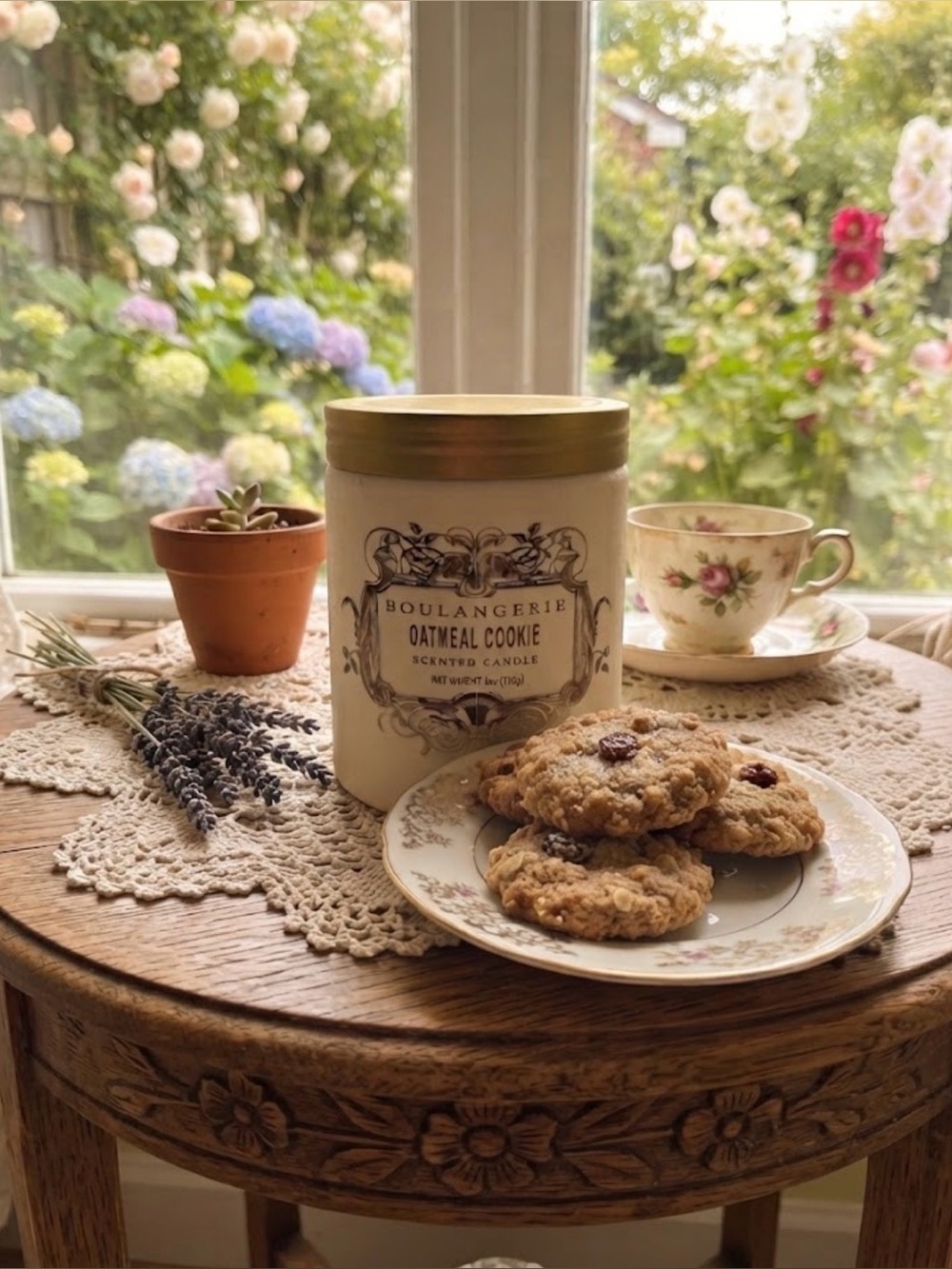 Anthropologie NWT Boulangerie Oatmeal Cookie Jar Candle